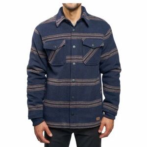 Jachs Men’s Shirt Jacket New york Wool Blend Sherpa Lined Flannel Blue